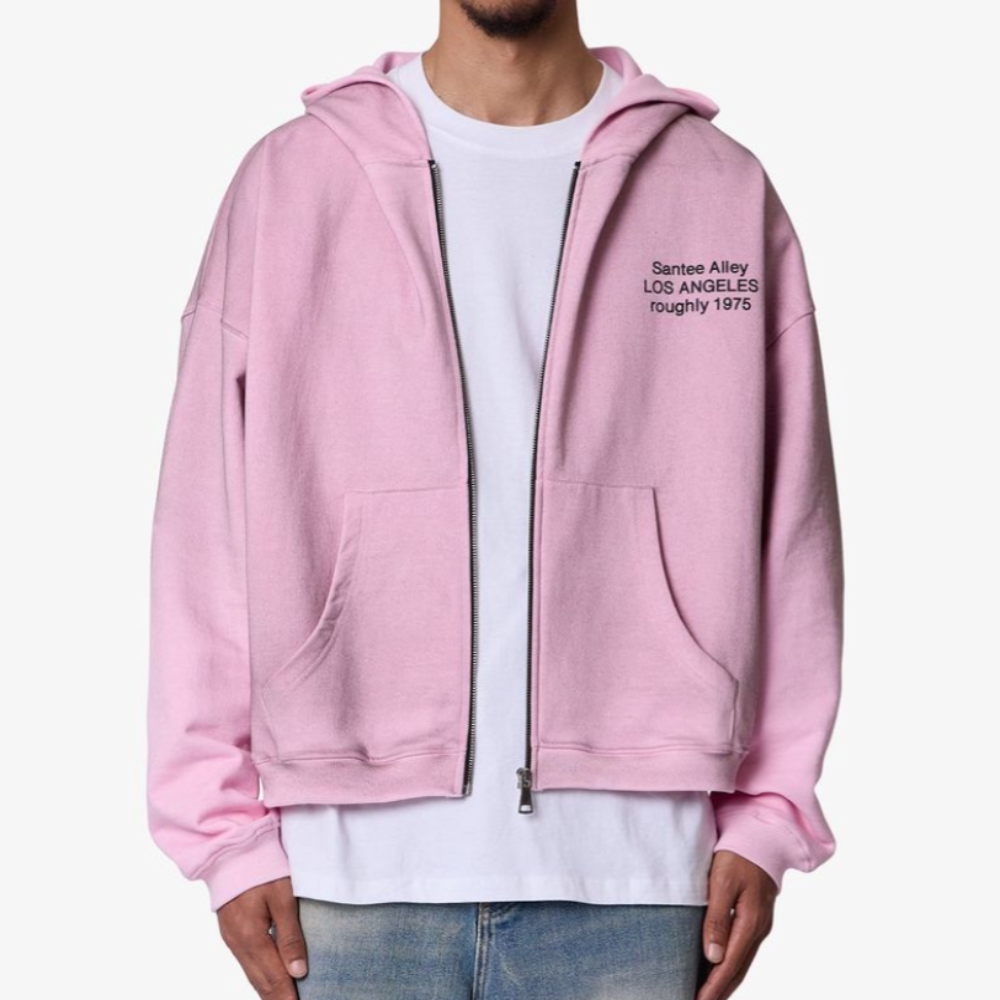 MNML Santee Alley Zip Up Hoodie (Pink)