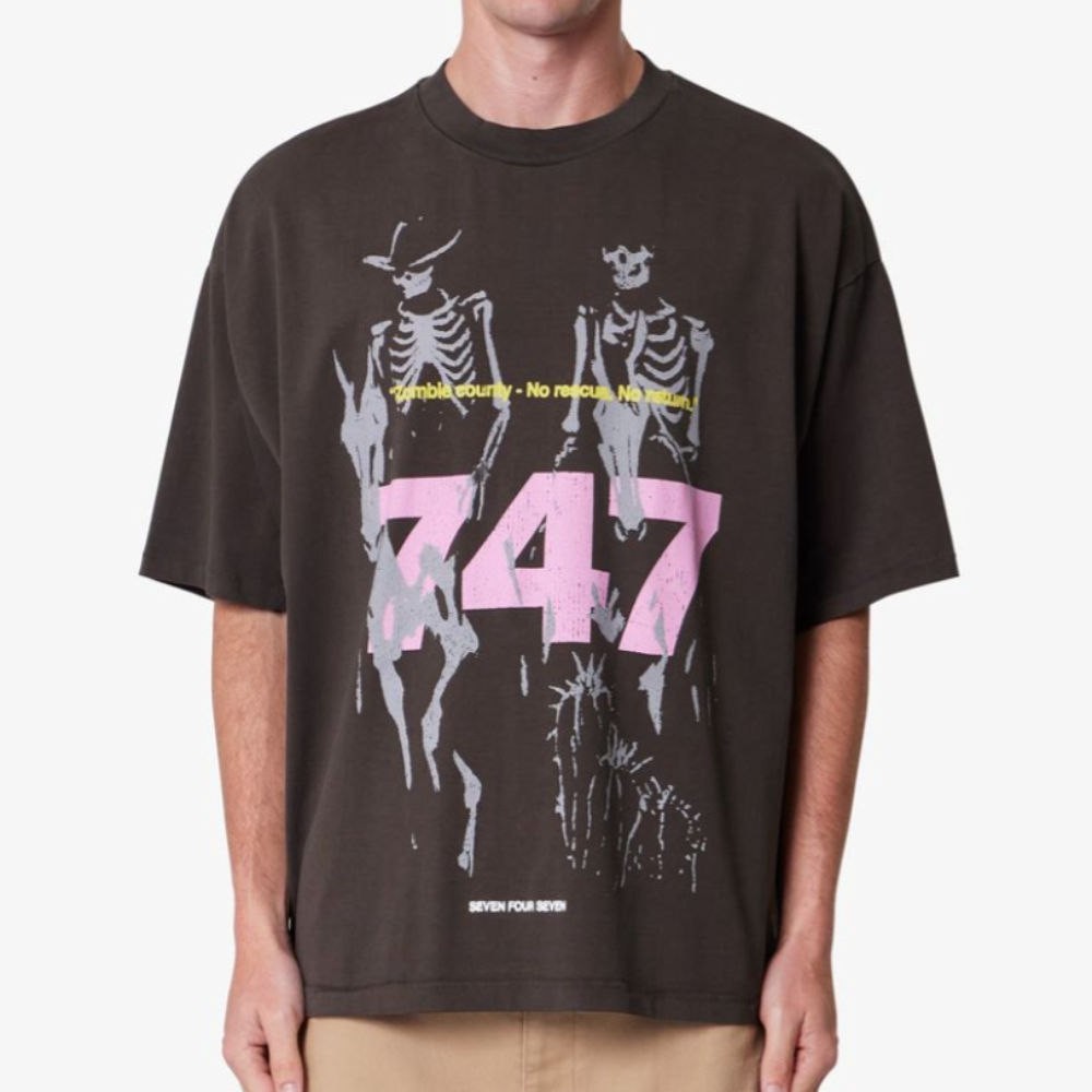 MNML 747 Zombie Country Printed Tee (Vintage Black)