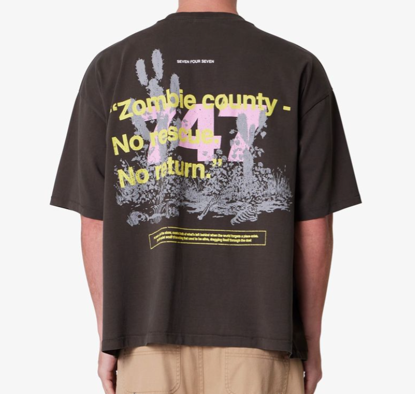 MNML 747 Zombie Country Printed Tee (Vintage Black)