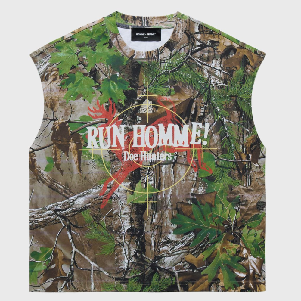 Homme + Femme  Deer Country Cut Off Tee (Real Tree)