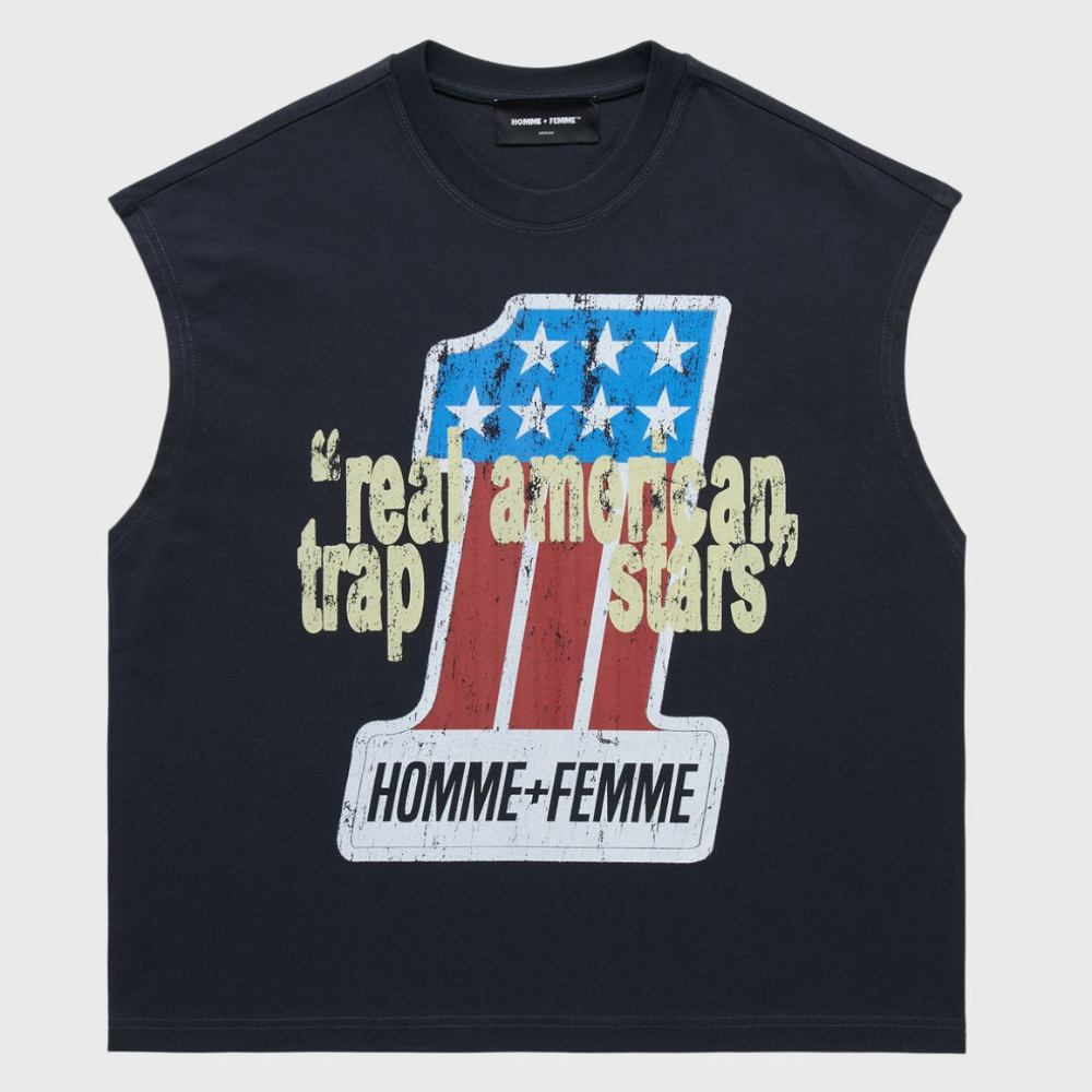 Homme + Femme  Trap Star Cutoff Tee (Black)