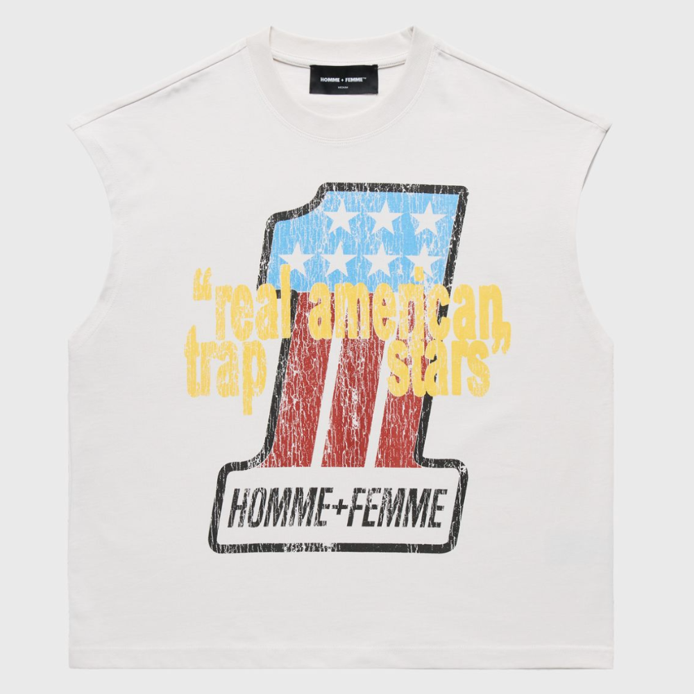 Homme + Femme Trap Star Cutoff Tee (Off White)