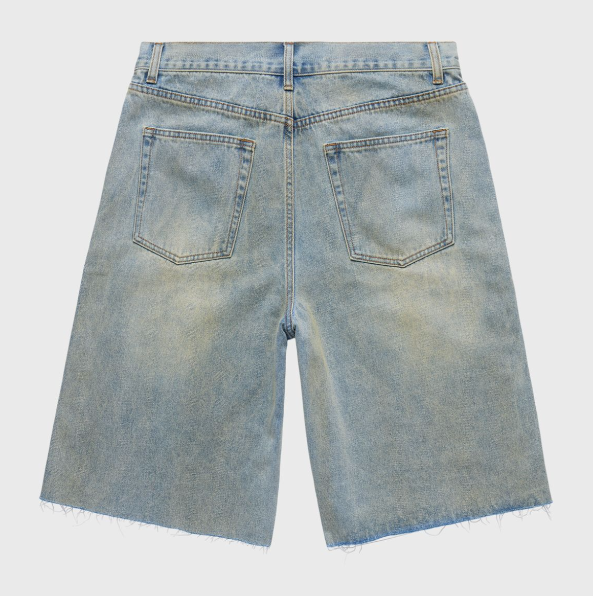 Homme + Femme Studded Denim Shorts (Stone Wash)