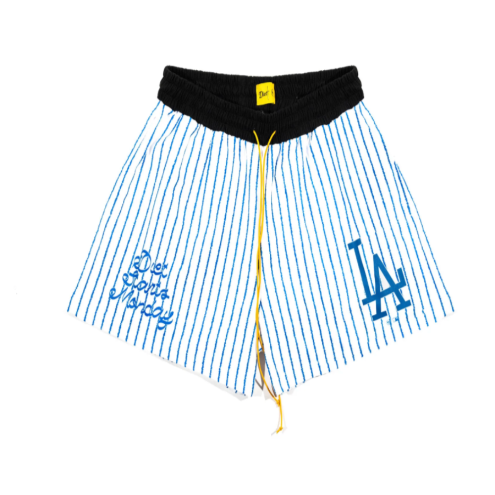 Diet Starts Monday DODGERS PINSTRIPE SHORTS - WHITE