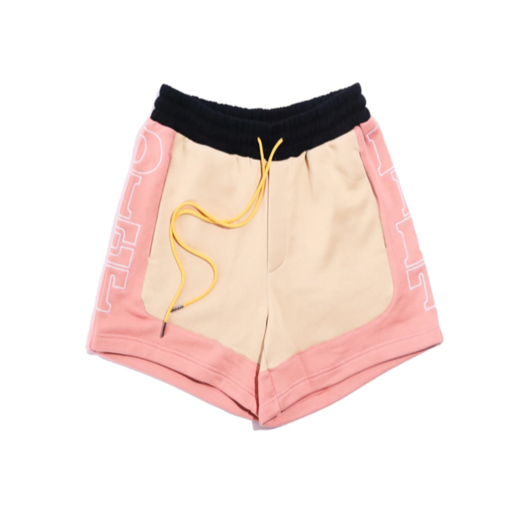 DIET STARTS MONDAY FRENCH TERRY ROW SHORTS - TAN/PINK