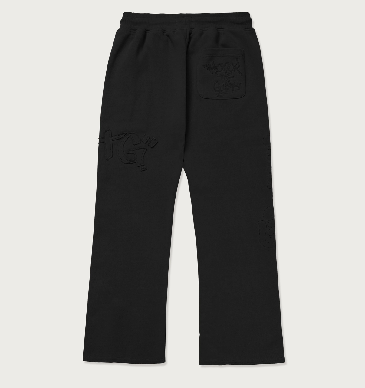 Honor The Gift Script Embroidered Sweats (Black)