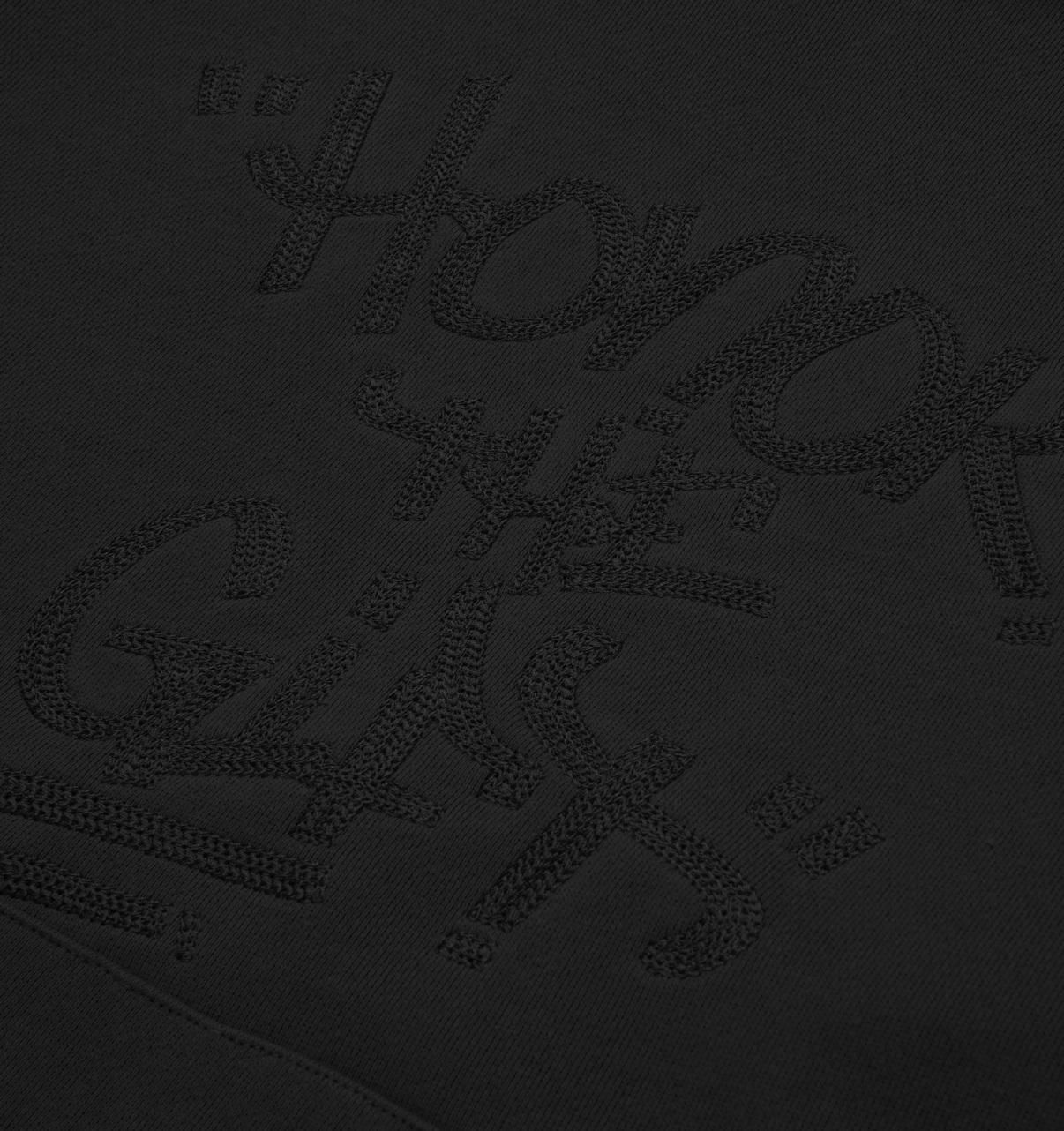 Honor The Gift Script Embroidered Hoodie (Black)