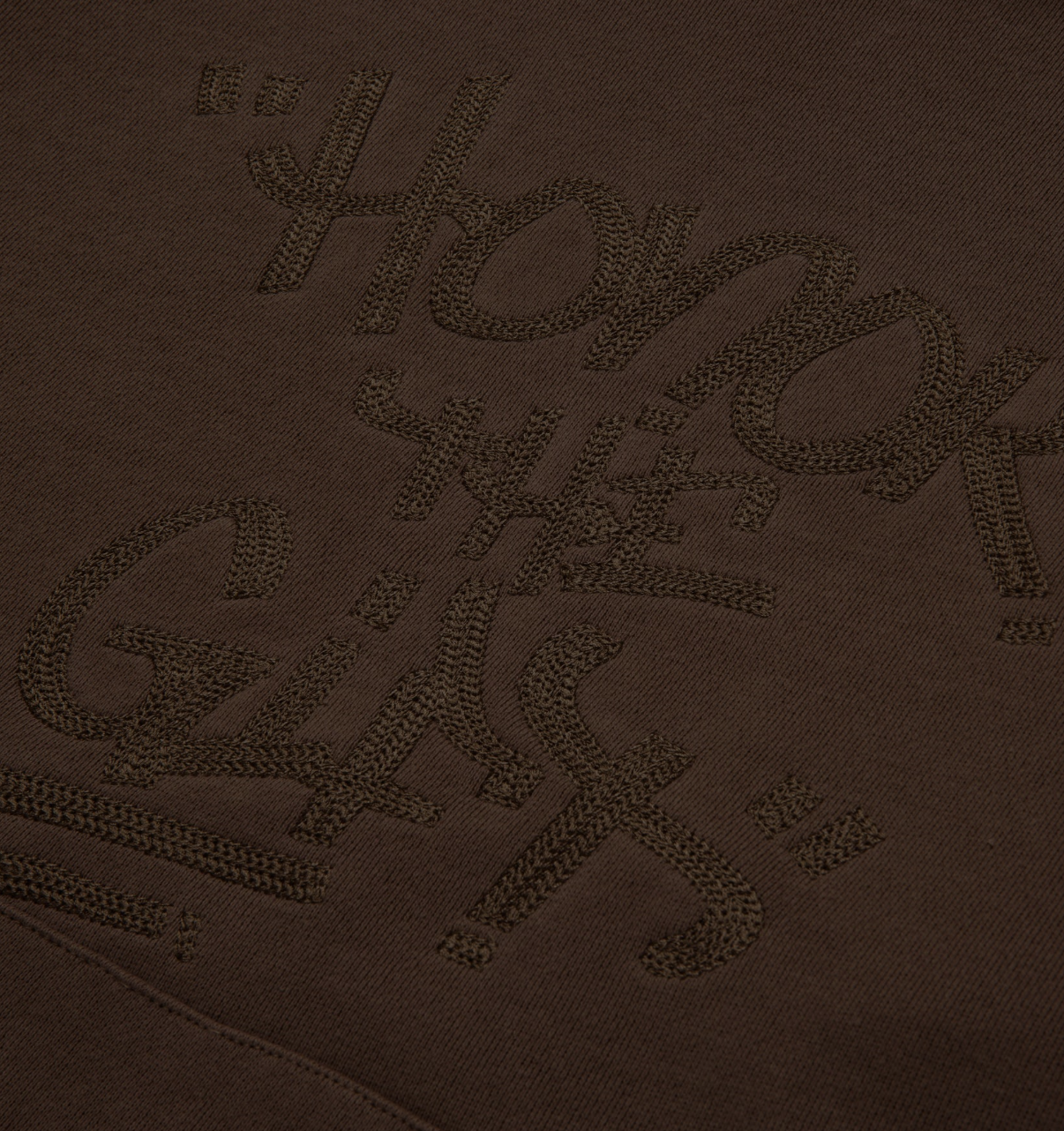 Honor The Gift Script Embroidered Hoodie (Brown)