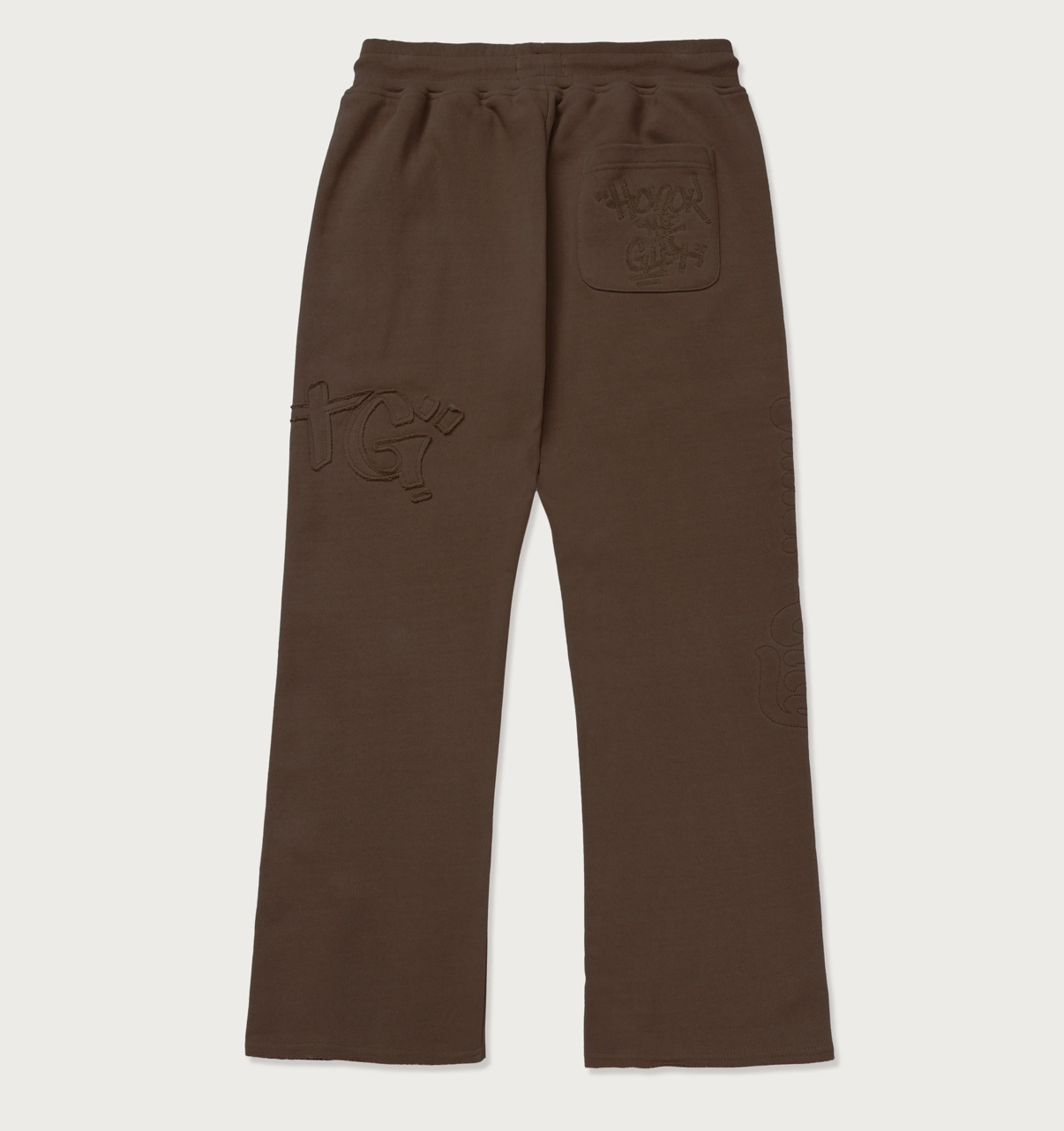 Honor The Gift Script Embroidered Sweats (Brown)