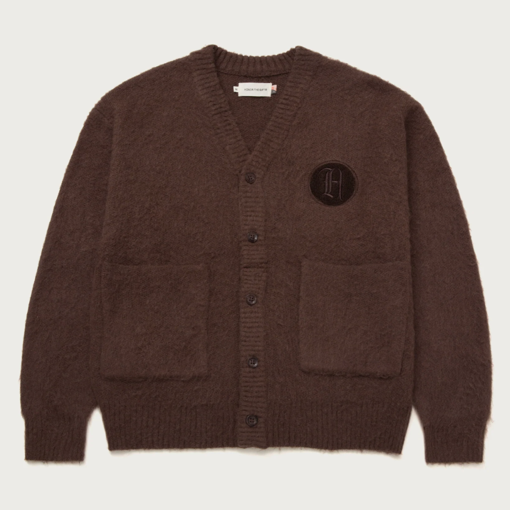 Honor The Gift Stamped Patch Cardigan (Brown)