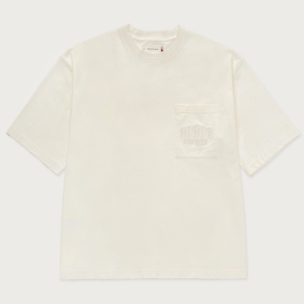 Honor The Gift Embroidered Pocket T-Shirt (Bone)