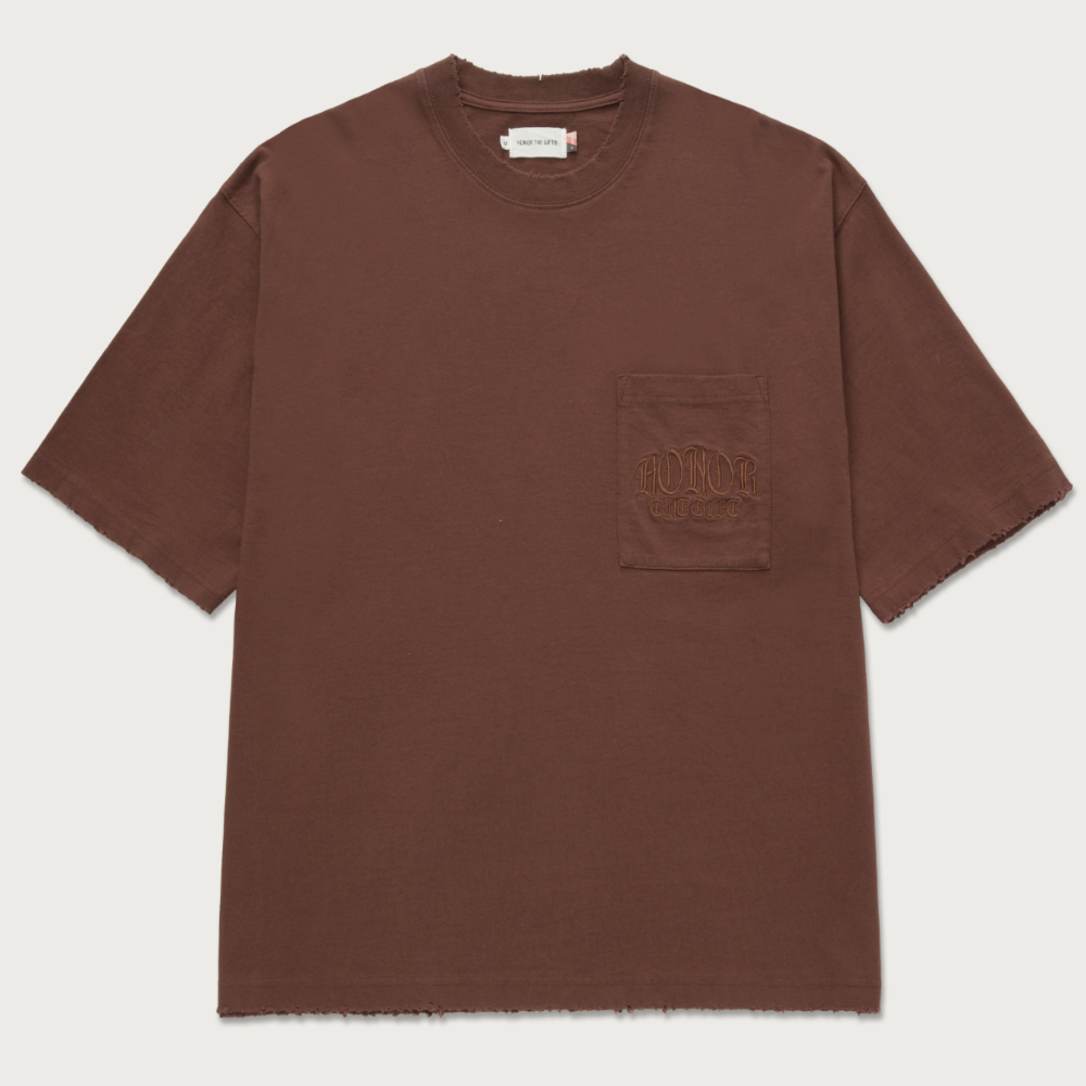 Honor The Gift Embroidered Pocket T-Shirt (Brown)