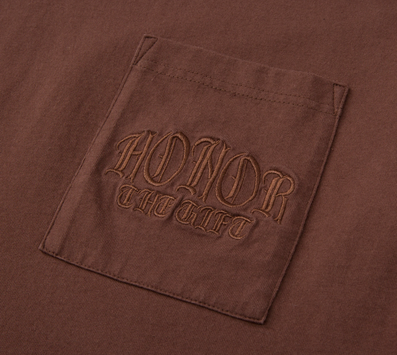 Honor The Gift Embroidered Pocket T-Shirt (Brown)