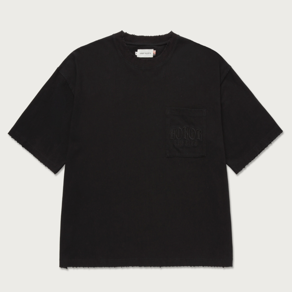 Honor The Gift Embroidered Pocket T-Shirt (Black)