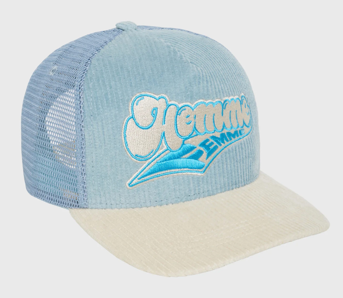 Homme + Femme WAVE LOGO HAT SKY BLUE AND CREAM