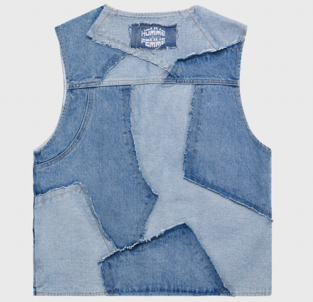 Homme + Femme Patchwork Denim Vest (Blue)