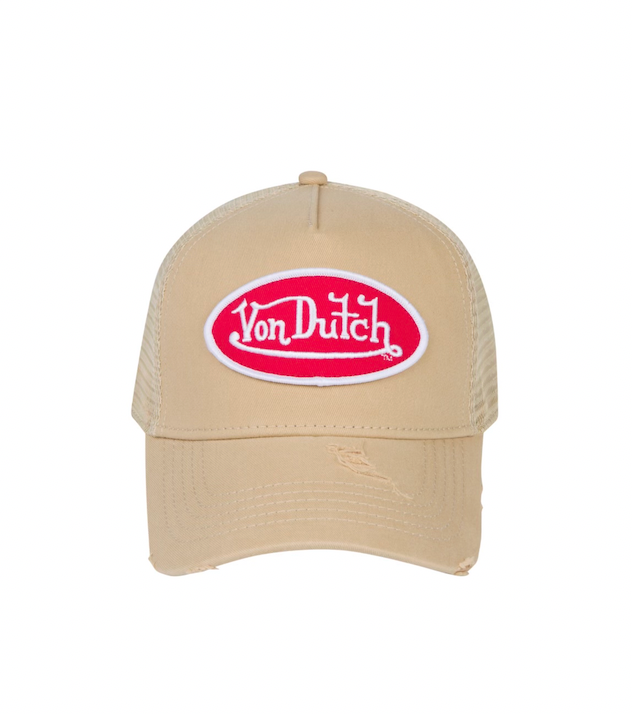 Von Dutch trucker hat - khaki/red