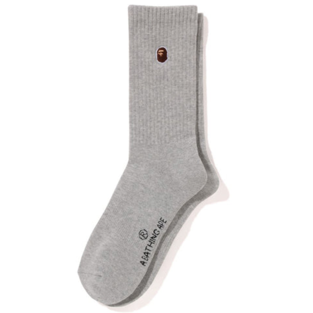 BAPE logo patch socks (grey)