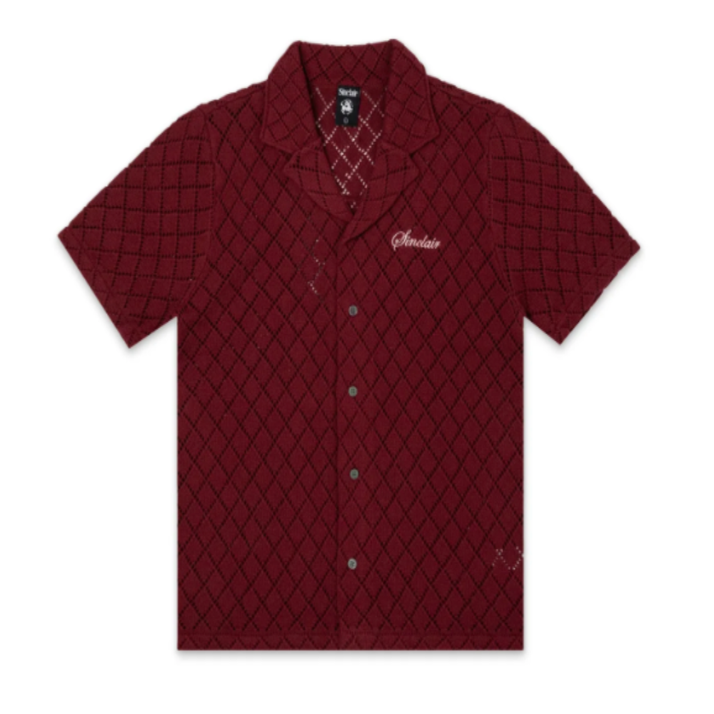 SINCLAIR CROCHET BUTTON-DOWN "BURGUNDY"