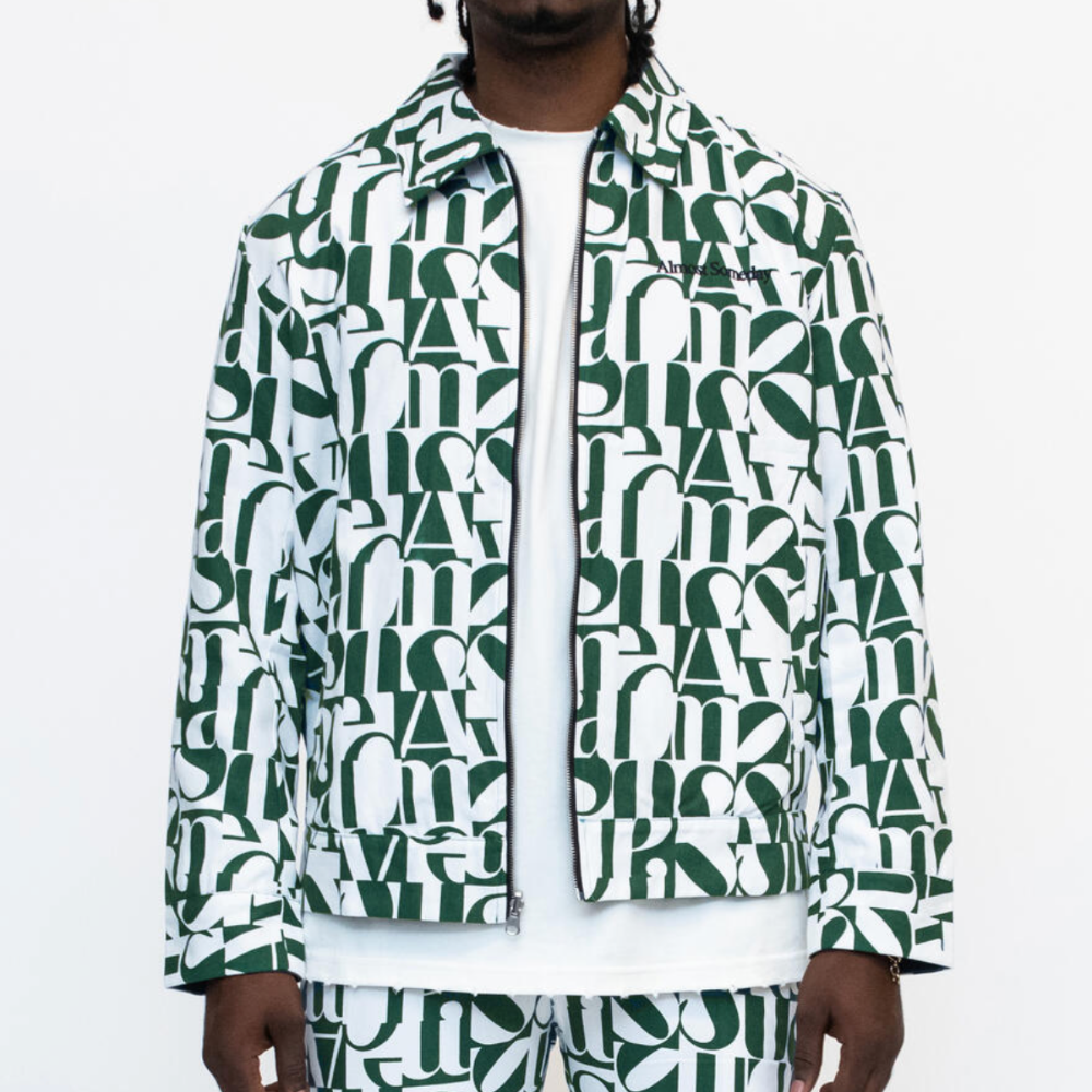 Almost Someday Harmony Trucker Jacket (Green/White)