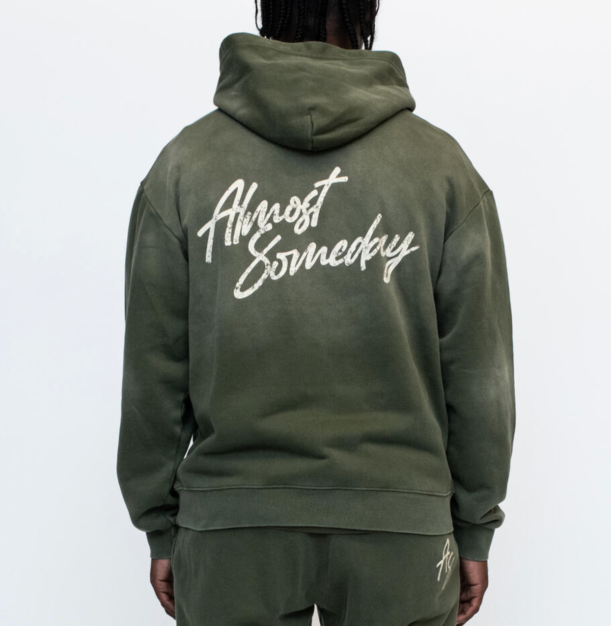 Almost Someday Signature Sunfade hoodie (olive)